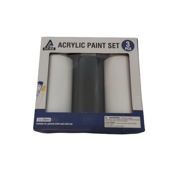 Acrylic Paint Set 3 Piece Black and White 200 ml each - Picture 2 of 3